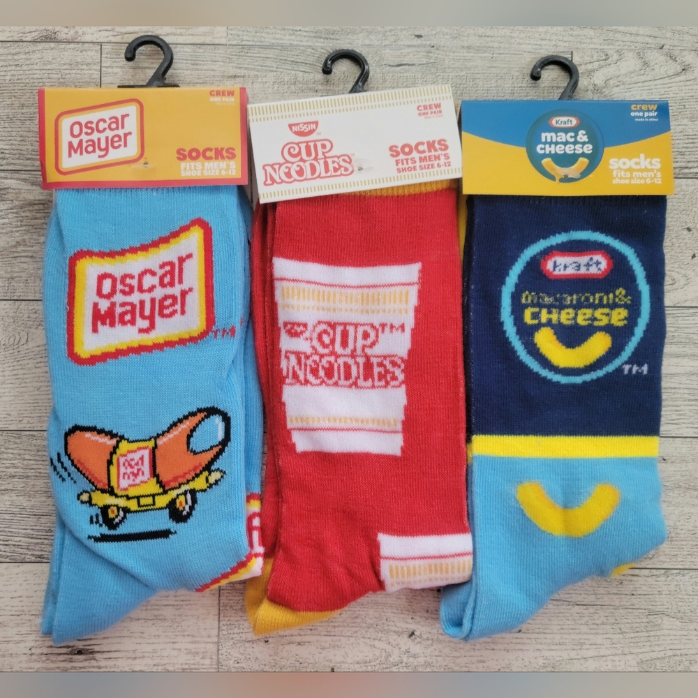 🤡 Crazy Socks 3 Pairs Nissin CUP NOODLES Ramen KRAFT Mac & Cheese Osca